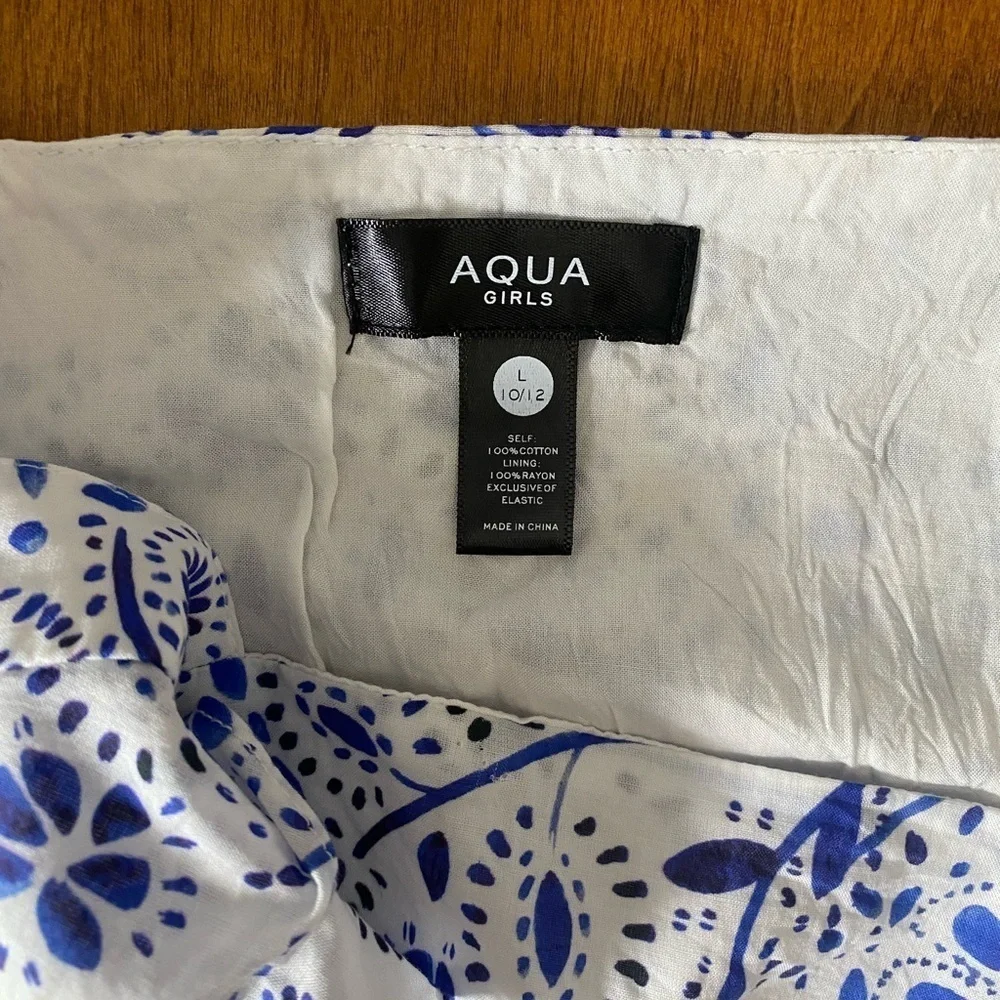 Aqua Girls Frilled Blue and White Tank Top Size Large